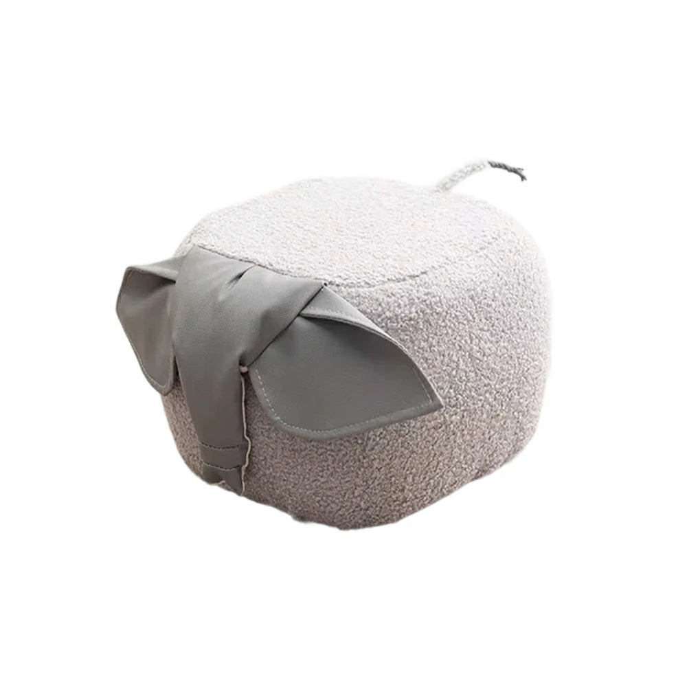 LIVARA Elephant-Shaped Teddy Fleece Stool, Supportive Comfort Seat, Durable Upholstery, Rounded Safety Design - Grey
