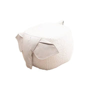LIVARA Elephant-Shaped Teddy Fleece Stool, Supportive Comfort Seat, Durable Upholstery, Rounded Safety Design - White