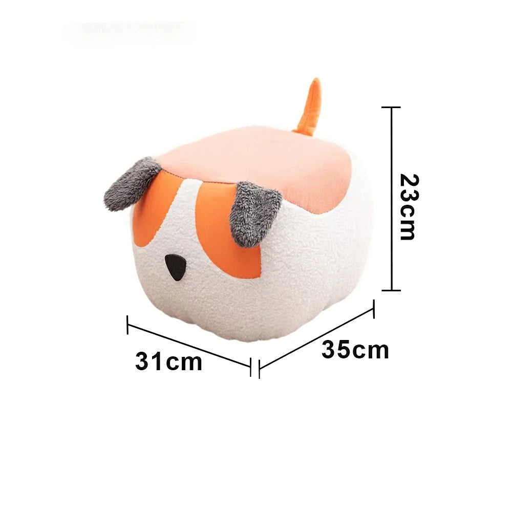 LIVARA Dog-Shaped Teddy Fleece Stool, Supportive Comfort Seat, Durable Upholstery, Rounded Safety Design - Orange