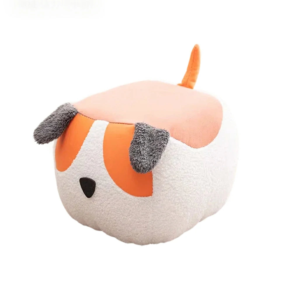 LIVARA Dog-Shaped Teddy Fleece Stool, Supportive Comfort Seat, Durable Upholstery, Rounded Safety Design - Orange