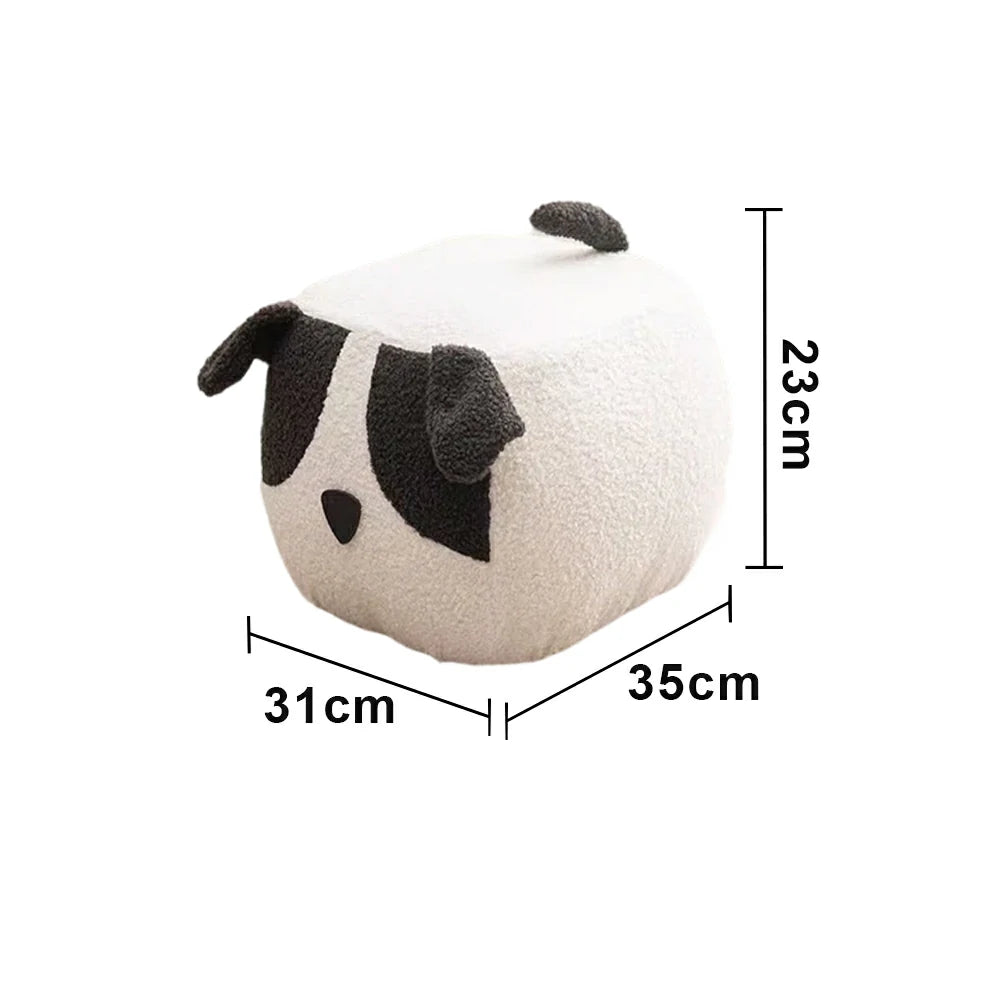 LIVARA Dog-Shaped Teddy Fleece Stool, Supportive Comfort Seat, Durable Upholstery, Rounded Safety Design - White