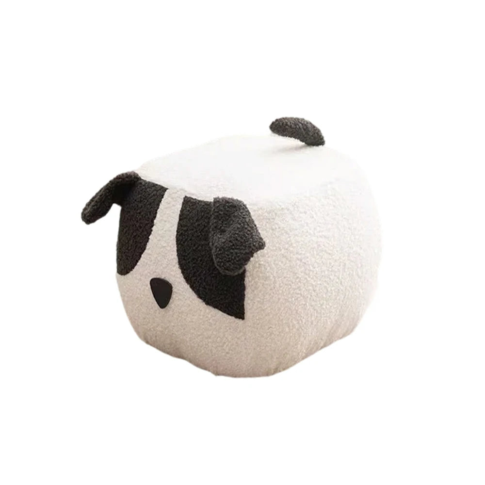 LIVARA Dog-Shaped Teddy Fleece Stool, Supportive Comfort Seat, Durable Upholstery, Rounded Safety Design - White