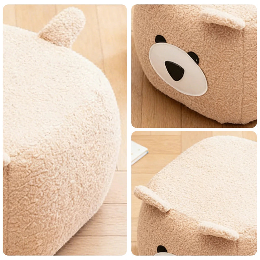 LIVARA Bear-Shaped Teddy Fleece Stool, Supportive Comfort Seat, Durable Upholstery, Rounded Safety Design
