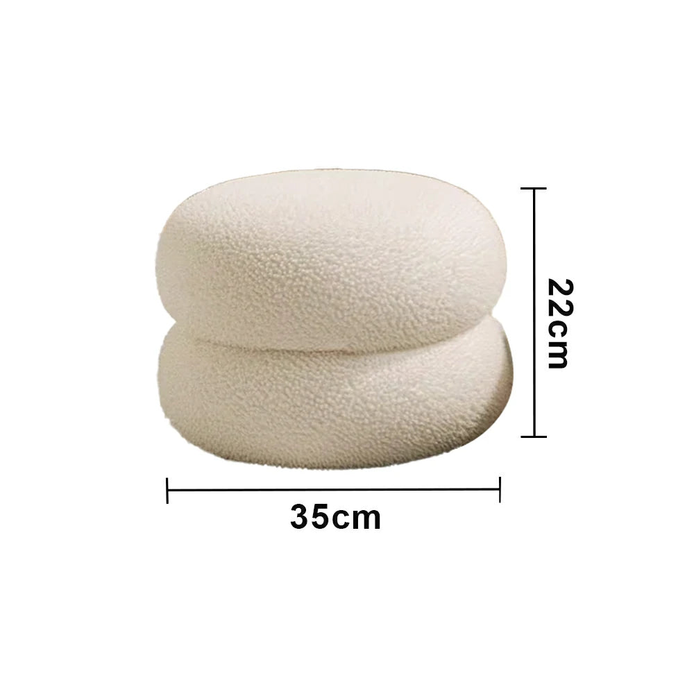LIVARA Stackable Sherpa Stool, High-Density Foam Cushion, Solid Wood Frame, Space-Saving Design - White