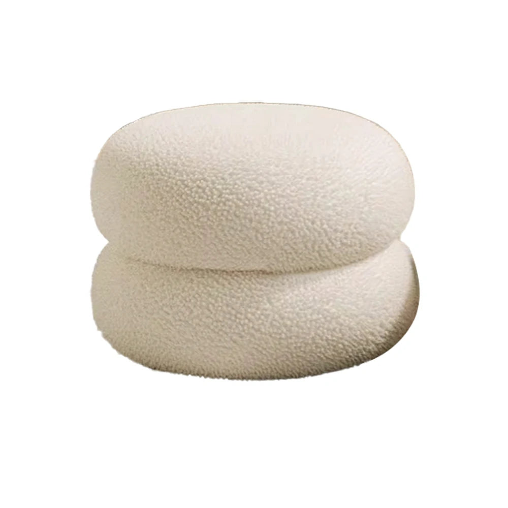 LIVARA Stackable Sherpa Stool, High-Density Foam Cushion, Solid Wood Frame, Space-Saving Design - White