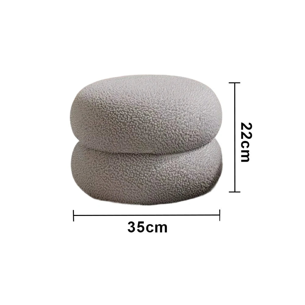 LIVARA Stackable Sherpa Stool, High-Density Foam Cushion, Solid Wood Frame, Space-Saving Design - Grey