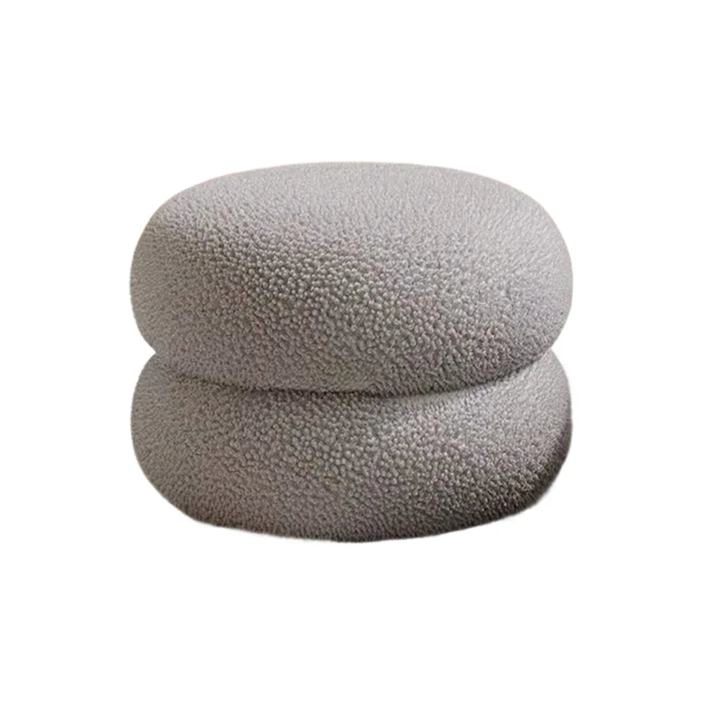 LIVARA Stackable Sherpa Stool, High-Density Foam Cushion, Solid Wood Frame, Space-Saving Design - Grey