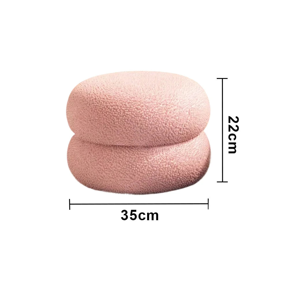LIVARA Stackable Sherpa Stool, High-Density Foam Cushion, Solid Wood Frame, Space-Saving Design - Pink