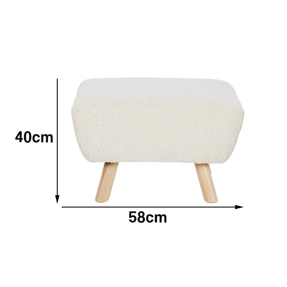 LIVARA Nordic Accent Armchair - Upholstered Single Sofa with High-Resilience Foam, Soft Sherpa Fabric & Solid Wood Legs - Cream