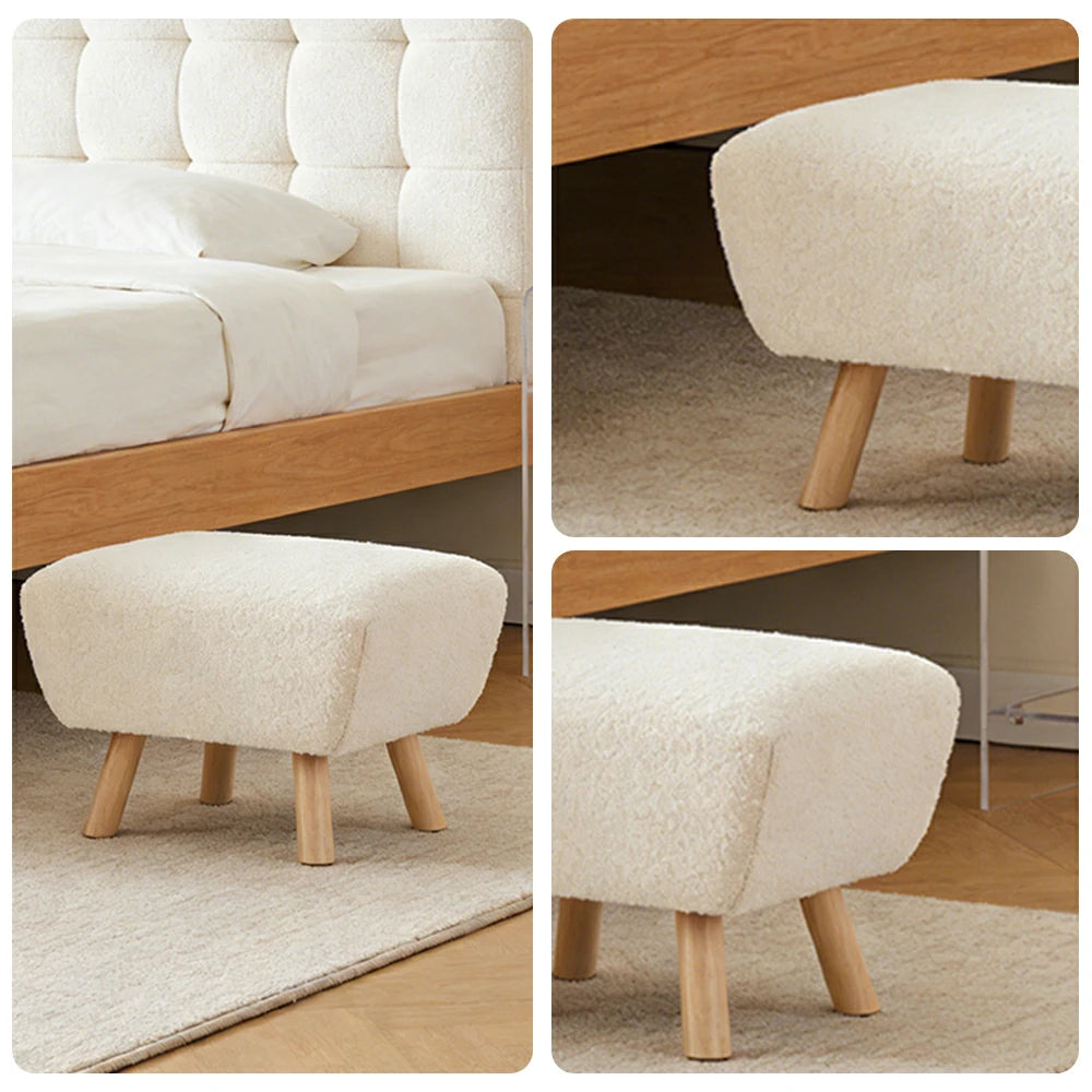 LIVARA Nordic Accent Armchair - Upholstered Single Sofa with High-Resilience Foam, Soft Sherpa Fabric & Solid Wood Legs - Cream