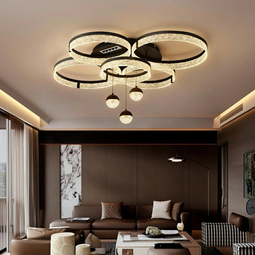 LIVARA 288W Ring-Shaped PMMA Pendant Light with Full-Spectrum Eye-Protection LED, Ra≥97 High CRI & Anti-Glare Grid Design