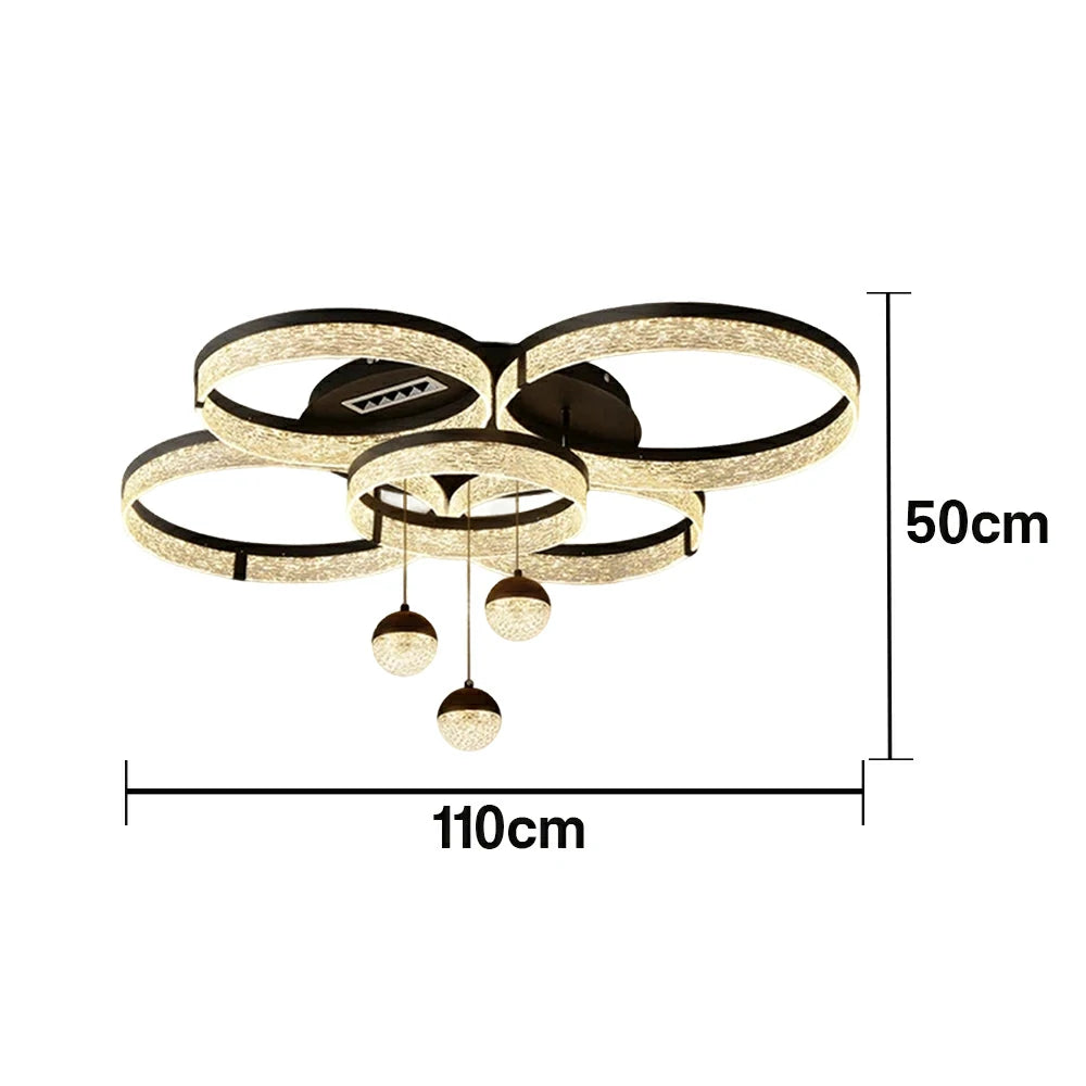 LIVARA 288W Ring-Shaped PMMA Pendant Light with Full-Spectrum Eye-Protection LED, Ra≥97 High CRI & Anti-Glare Grid Design