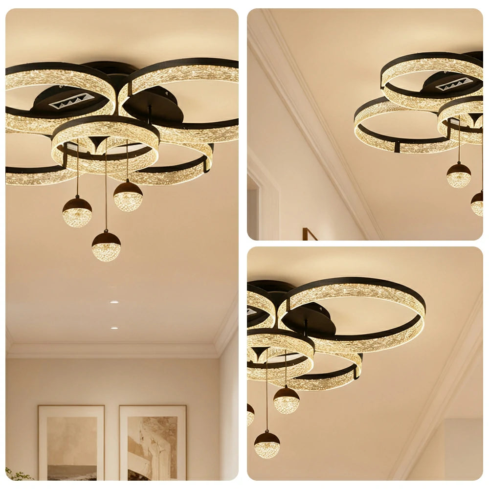 LIVARA 288W Ring-Shaped PMMA Pendant Light with Full-Spectrum Eye-Protection LED, Ra≥97 High CRI & Anti-Glare Grid Design