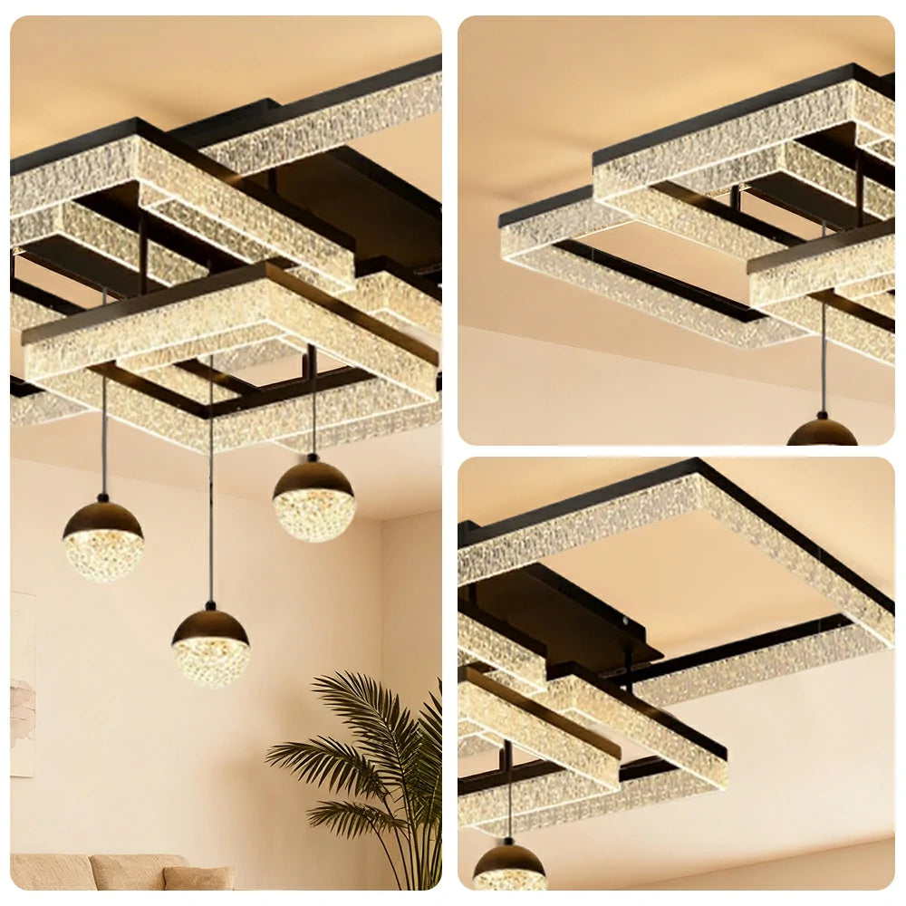 LIVARA 288W Frosted Pendant Light with Full-Spectrum Eye-Protection LED, Ra≥97 High CRI & Anti-Glare Grid Design