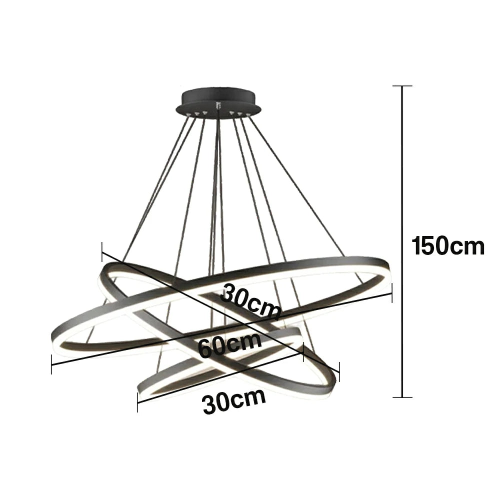 LIVARA 58W Ring Pendant Light with Full-Spectrum Eye-Protection LED, Three-Color Dimmable Lighting & Adjustable Metal Suspension