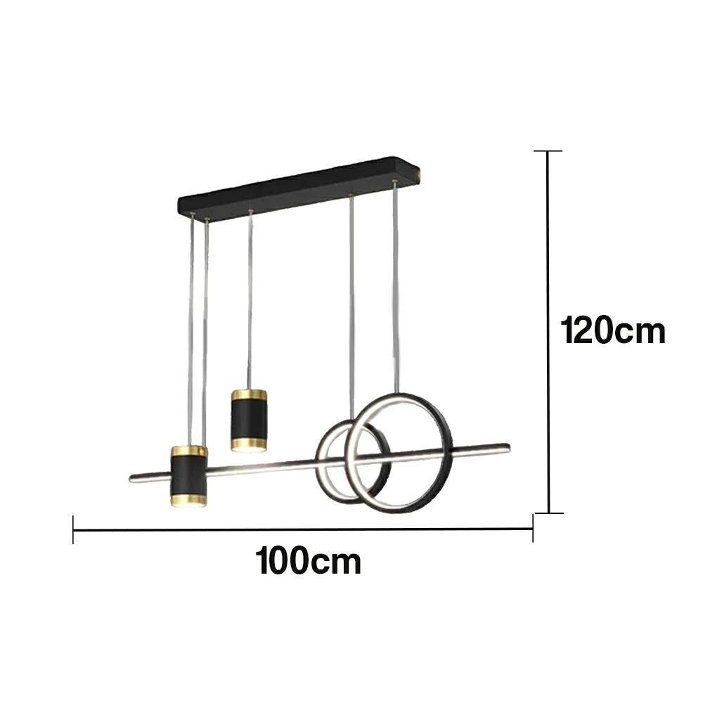 LIVARA 45W Layered Ring Pendant Light with Full-Spectrum Eye-Protection LED, Adjustable 1.5m Suspension & Starlight Upward Glow