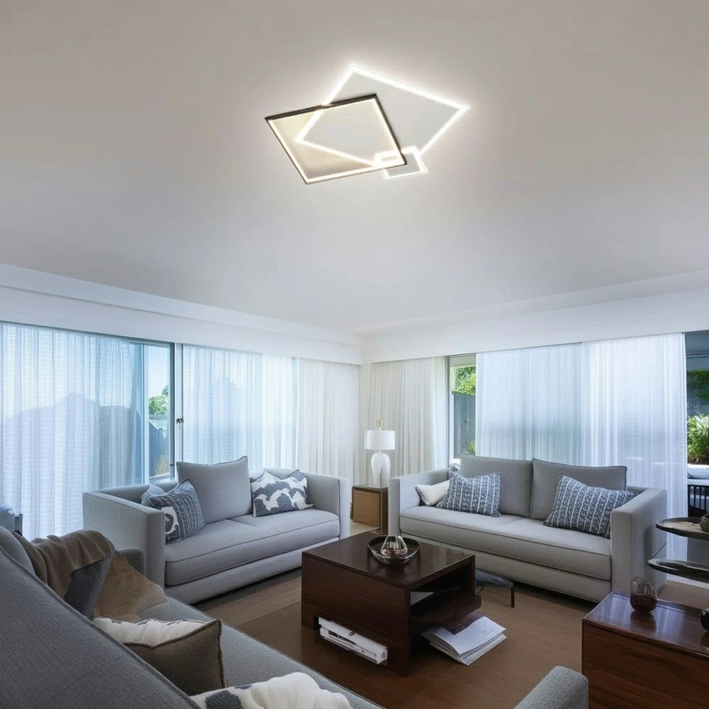 LIVARA 38W Ceiling Light with Full-Spectrum Eye-Protection LED, Three-Color Dimmable Lighting & Matte Iron Body with Acrylic Diffuser