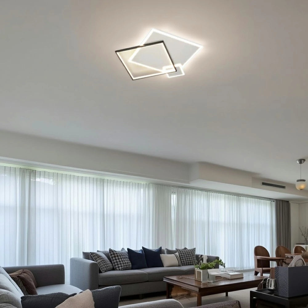 LIVARA 38W Ceiling Light with Full-Spectrum Eye-Protection LED, Three-Color Dimmable Lighting & Matte Iron Body with Acrylic Diffuser