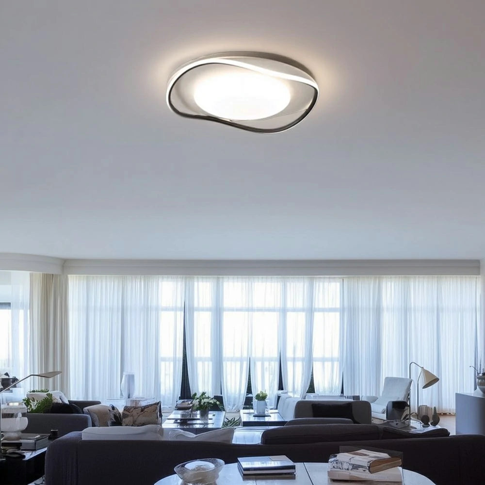 LIVARA 43W Aluminium Ceiling Light with 3D Surround Illumination, High CRI Ra≥90 LED & Three-Color Dimmable Eye-Comfort Design - Black