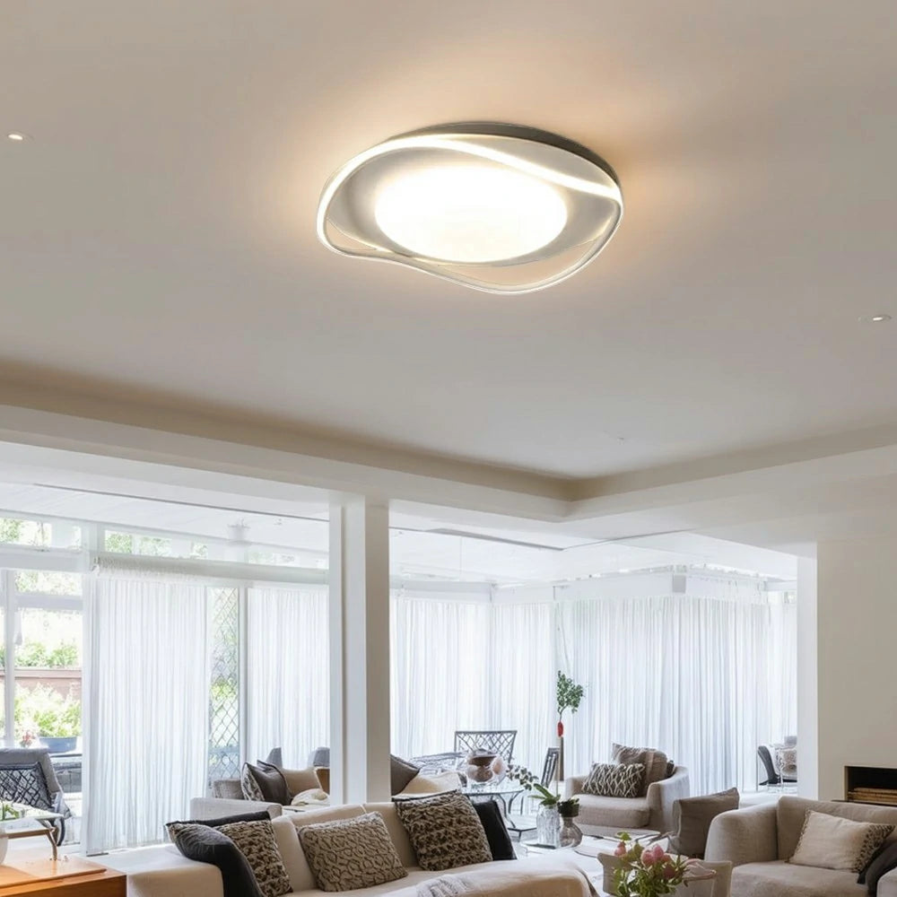 LIVARA 43W Aluminium Ceiling Light with 3D Surround Illumination, High CRI Ra≥90 LED & Three-Color Dimmable Eye-Comfort Design - White