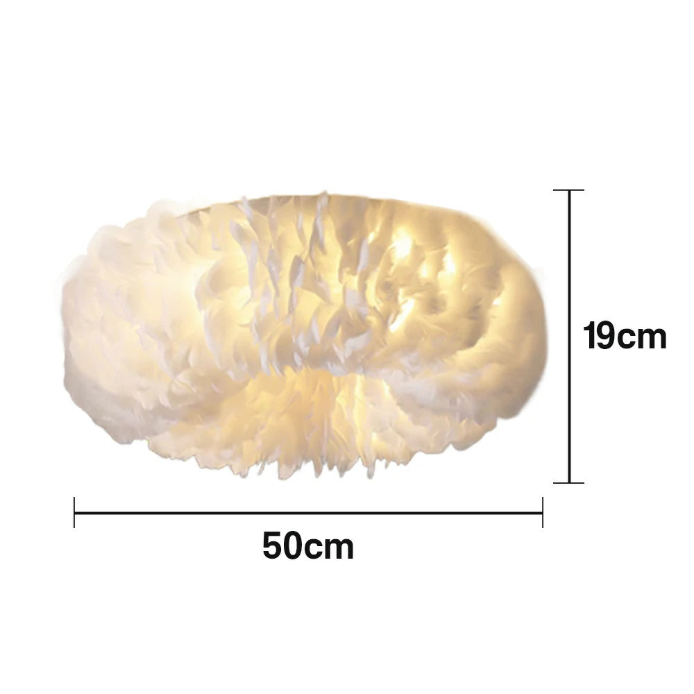 LIVARA Feather Ceiling Light with Natural Goose Feathers, Eye-Protection LED & Three-Color Dimmable Soft Lighting