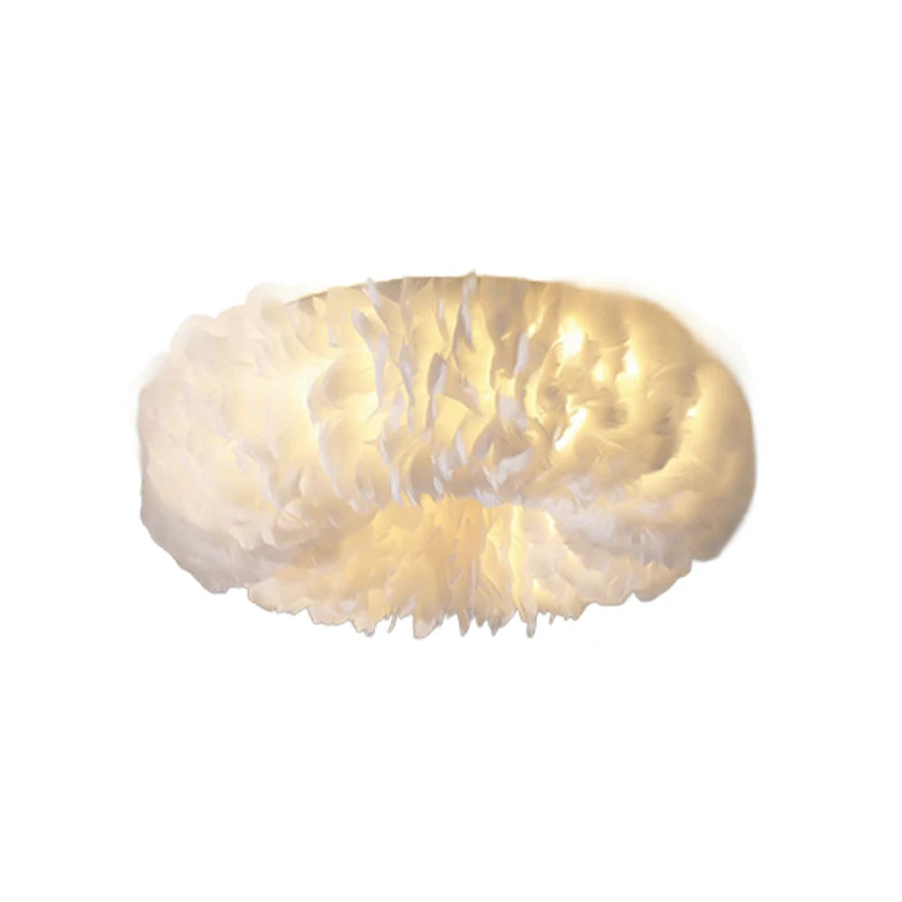 LIVARA Feather Ceiling Light with Natural Goose Feathers, Eye-Protection LED & Three-Color Dimmable Soft Lighting
