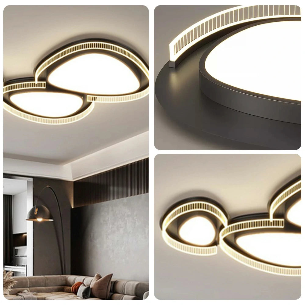 LIVARA 294W Ceiling Light with Full-Spectrum Eye-Protection LED, Three-Color Dimmable Lighting & PMMA Soft Diffuser Iron Body Design - Black