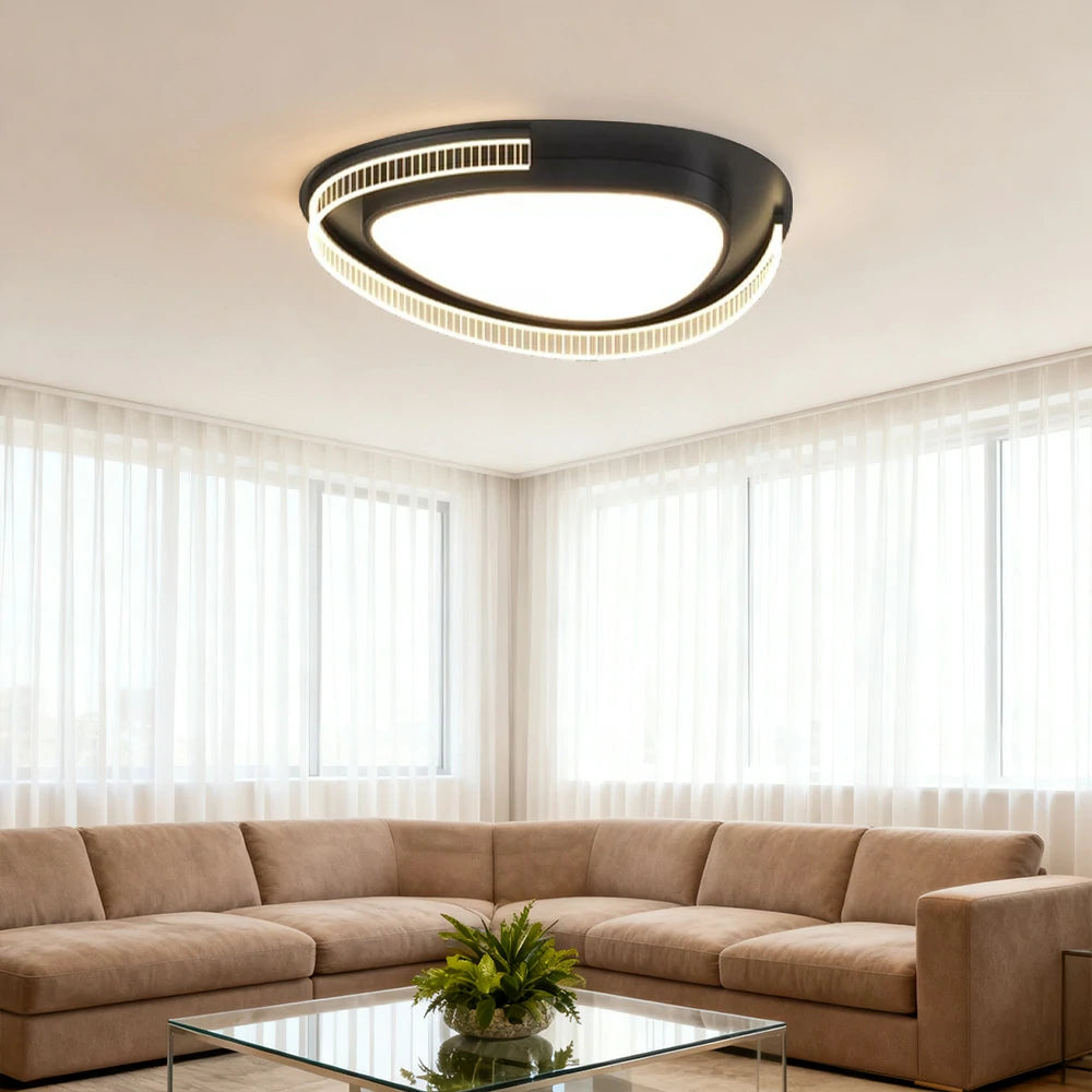 LIVARA 108W Ceiling Light with Full-Spectrum Eye-Protection LED, Three-Color Dimmable Lighting & PMMA Soft Diffuser Iron Body Design - Black