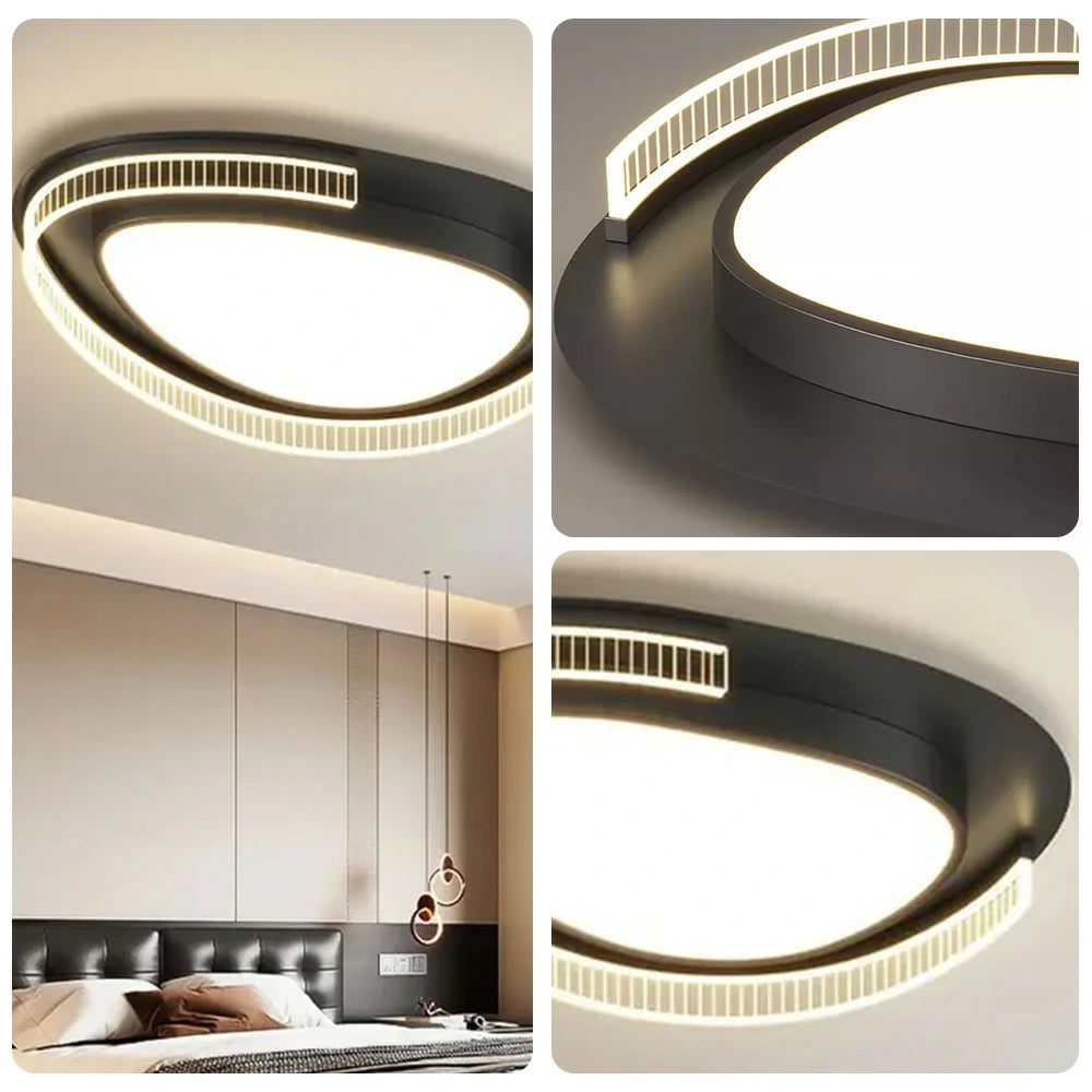 LIVARA 108W Ceiling Light with Full-Spectrum Eye-Protection LED, Three-Color Dimmable Lighting & PMMA Soft Diffuser Iron Body Design - Black