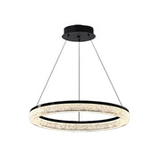 LIVARA 48W Crystal Pendant Light with Full-Spectrum Eye-Protection LED, Three-Color Dimmable Lighting & Matte Iron Body Design