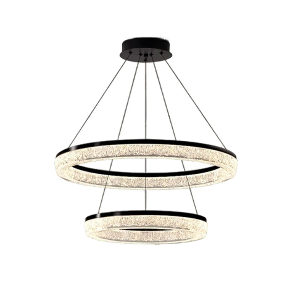 LIVARA 124W Crystal Pendant Light with Full-Spectrum Eye-Protection LED, Three-Color Dimmable Lighting & Matte Iron Body Design