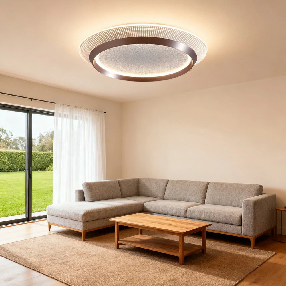 LIVARA 72W Ceiling Light with 3D Starlight Mirror Effect, Full-Spectrum Eye-Protection LED & Brushed Aluminium Body