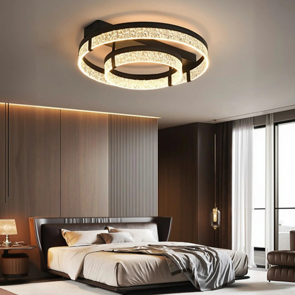 LIVARA 40W Aluminium Ceiling Light with Full-Spectrum Eye-Protection LED, Three-Color Dimmable Lighting & Wide PMMA Diffuser - Black