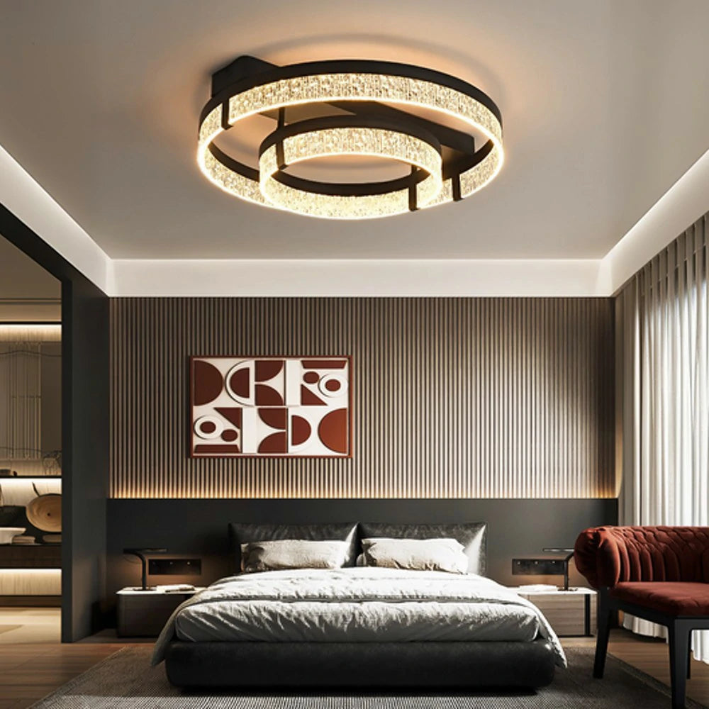 LIVARA 40W Aluminium Ceiling Light with Full-Spectrum Eye-Protection LED, Three-Color Dimmable Lighting & Wide PMMA Diffuser - Black