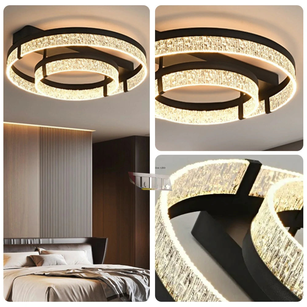 LIVARA 40W Aluminium Ceiling Light with Full-Spectrum Eye-Protection LED, Three-Color Dimmable Lighting & Wide PMMA Diffuser - Black