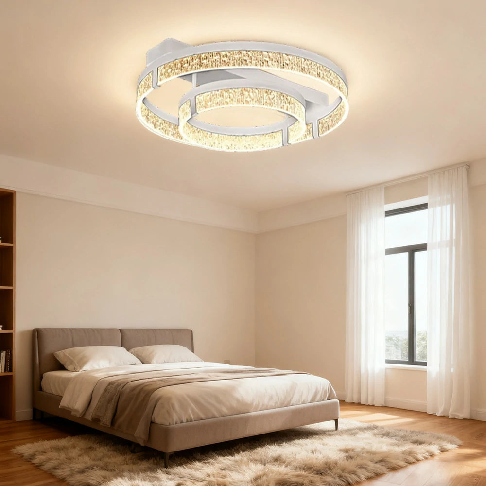 LIVARA 40W Aluminium Ceiling Light with Full-Spectrum Eye-Protection LED, Three-Color Dimmable Lighting & Wide PMMA Diffuser - White