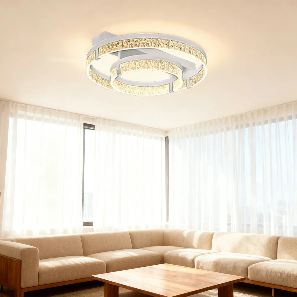 LIVARA 40W Aluminium Ceiling Light with Full-Spectrum Eye-Protection LED, Three-Color Dimmable Lighting & Wide PMMA Diffuser - White