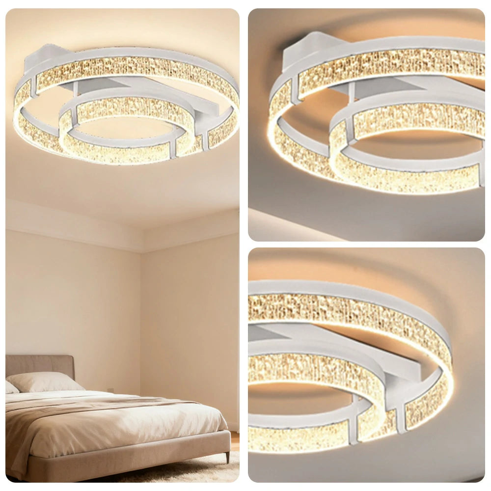 LIVARA 40W Aluminium Ceiling Light with Full-Spectrum Eye-Protection LED, Three-Color Dimmable Lighting & Wide PMMA Diffuser - White