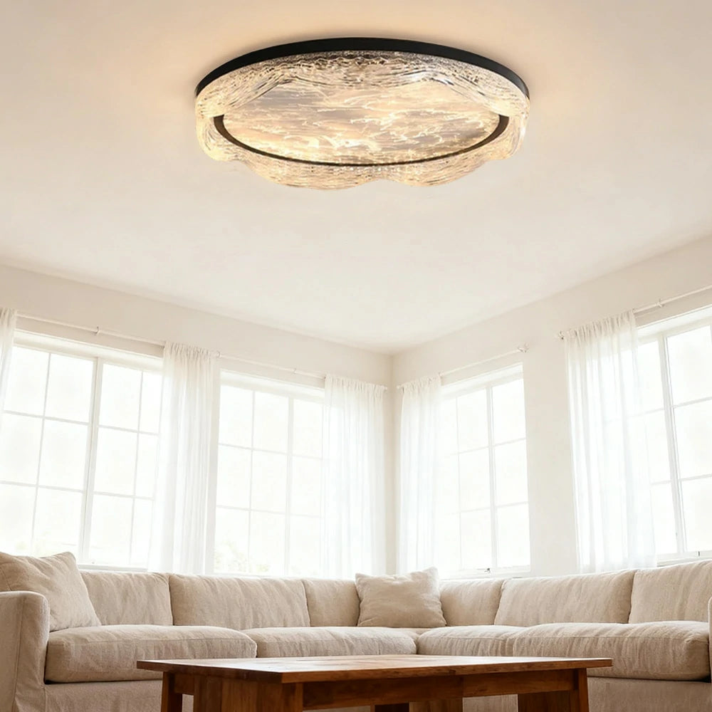 LIVARA 96W Ceiling Light with Full-Spectrum Eye-Protection LED, Three-Color Dimmable Lighting & Textured PMMA Soft Diffuser - Black