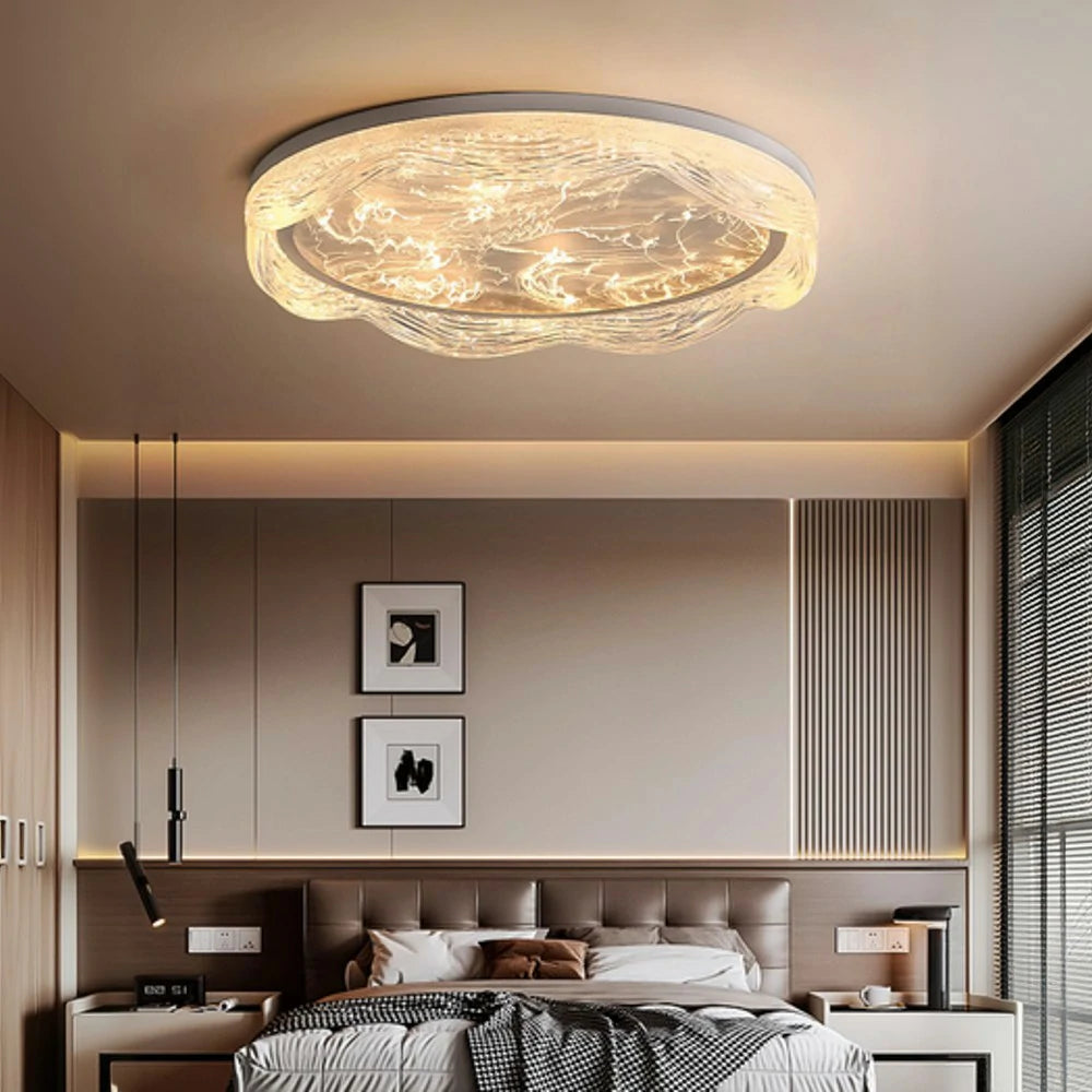 LIVARA 96W Ceiling Light with Full-Spectrum Eye-Protection LED, Three-Color Dimmable Lighting & Textured PMMA Soft Diffuser - White