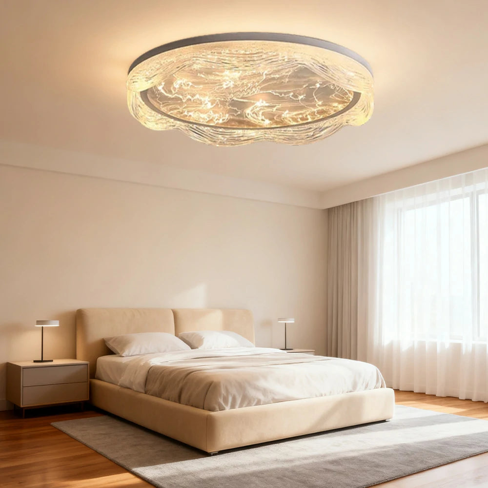 LIVARA 96W Ceiling Light with Full-Spectrum Eye-Protection LED, Three-Color Dimmable Lighting & Textured PMMA Soft Diffuser - White