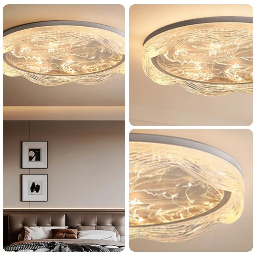 LIVARA 96W Ceiling Light with Full-Spectrum Eye-Protection LED, Three-Color Dimmable Lighting & Textured PMMA Soft Diffuser - White