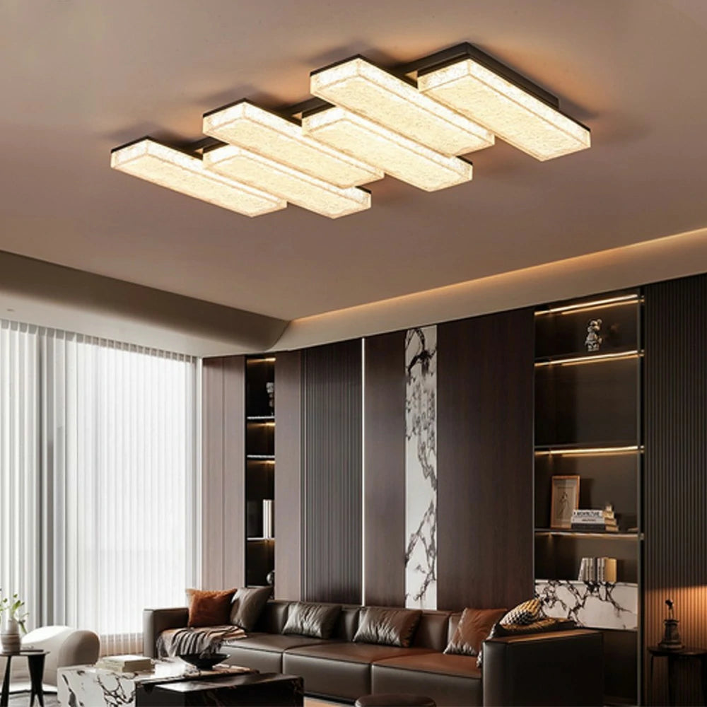 LIVARA 216W Aluminium Ceiling Light with Full-Spectrum Eye-Protection LED, Three-Color Dimmable Lighting & Textured PMMA Lampshade - Matte Black