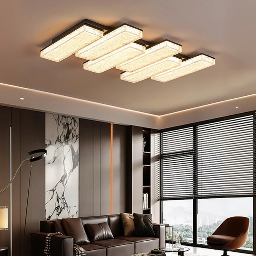 LIVARA 216W Aluminium Ceiling Light with Full-Spectrum Eye-Protection LED, Three-Color Dimmable Lighting & Textured PMMA Lampshade - Matte Black