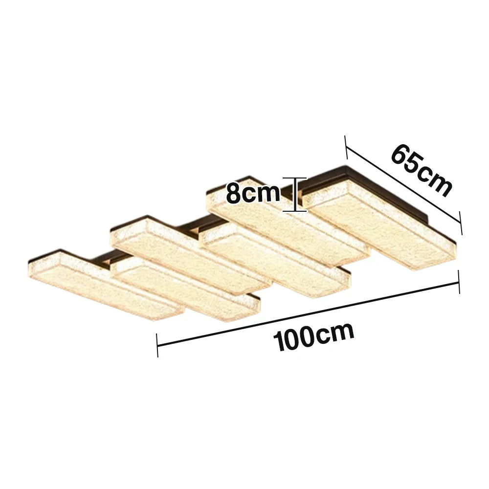 LIVARA 216W Aluminium Ceiling Light with Full-Spectrum Eye-Protection LED, Three-Color Dimmable Lighting & Textured PMMA Lampshade - Matte Black