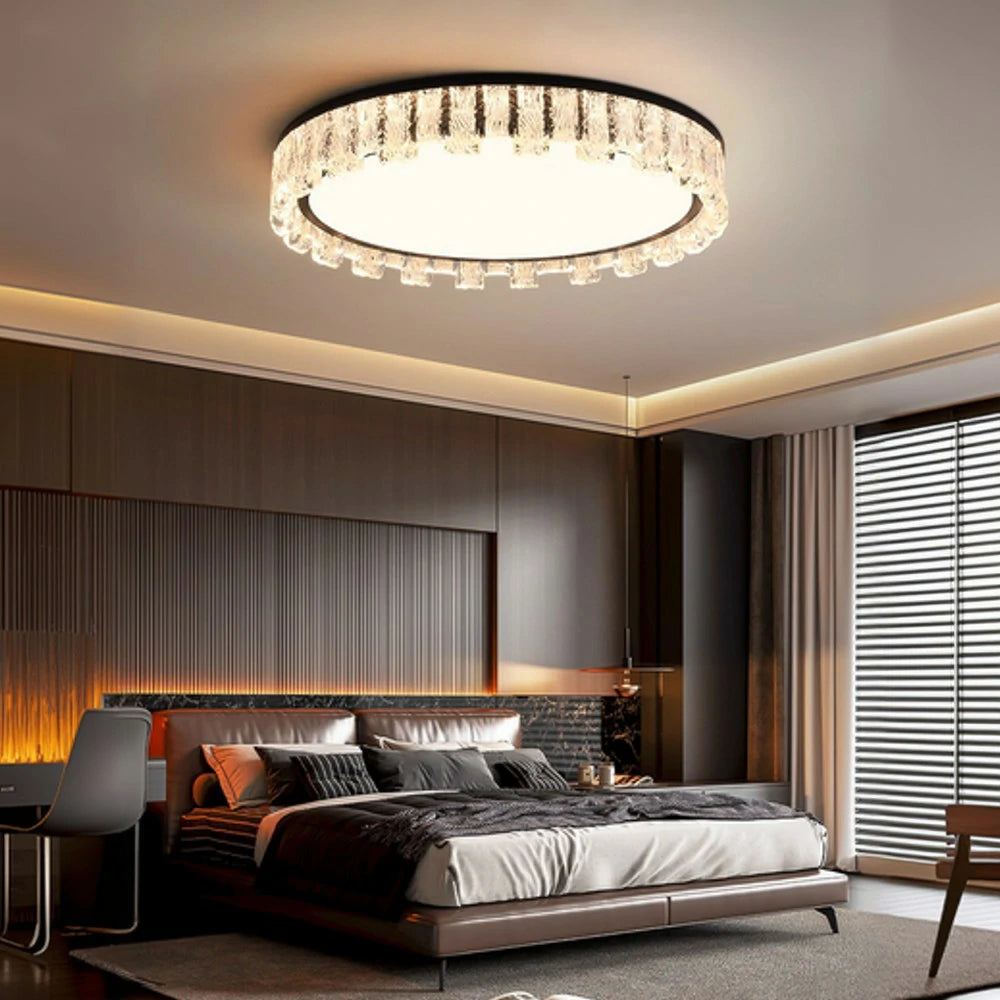 LIVARA 80W Pendant Light with Full-Spectrum Eye-Protection LED, Three-Color Dimmable Lighting & Die-Cast Iron Body with PMMA Diffuser - Black