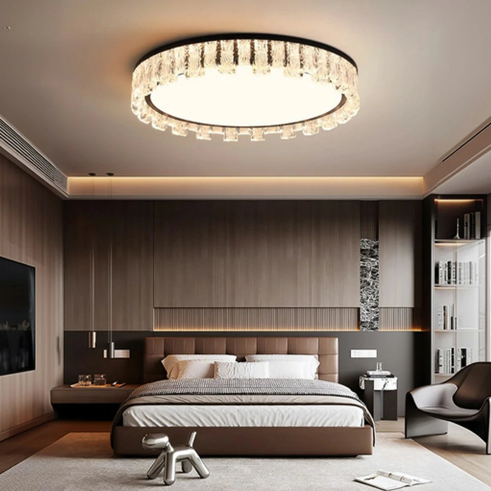 LIVARA 80W Pendant Light with Full-Spectrum Eye-Protection LED, Three-Color Dimmable Lighting & Die-Cast Iron Body with PMMA Diffuser - Black