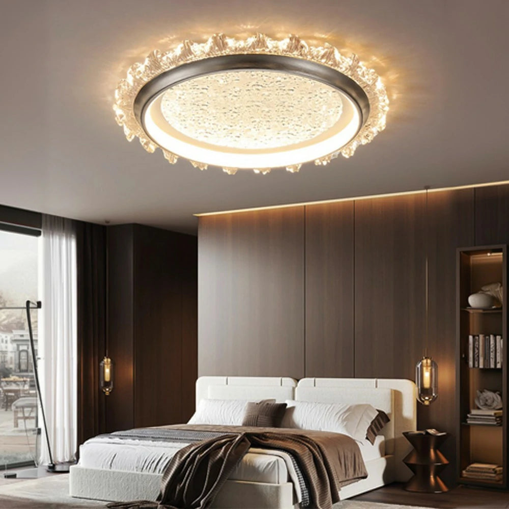 LIVARA 96W Modern Ceiling Light with Dimmable Full-Spectrum LED, Anti-Rust Die-Cast Iron Frame & Soft PMMA Lampshade - Grey