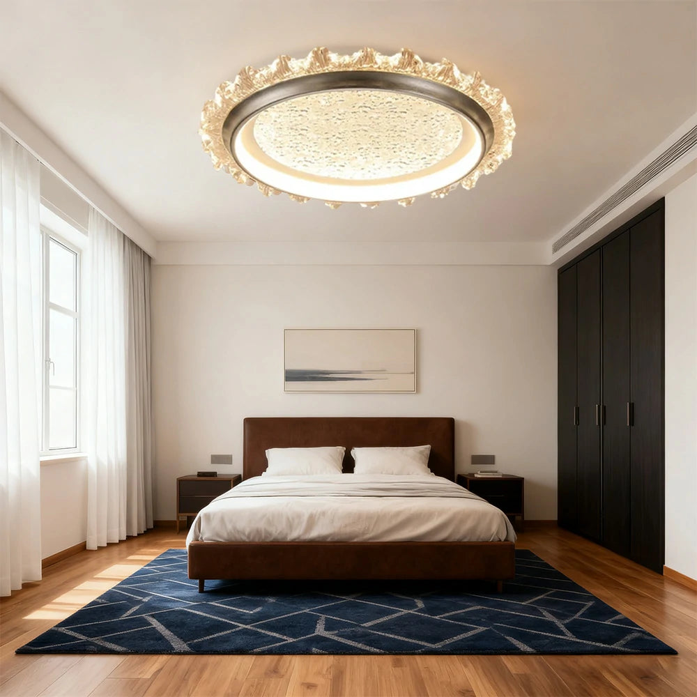 LIVARA 96W Modern Ceiling Light with Dimmable Full-Spectrum LED, Anti-Rust Die-Cast Iron Frame & Soft PMMA Lampshade - Grey