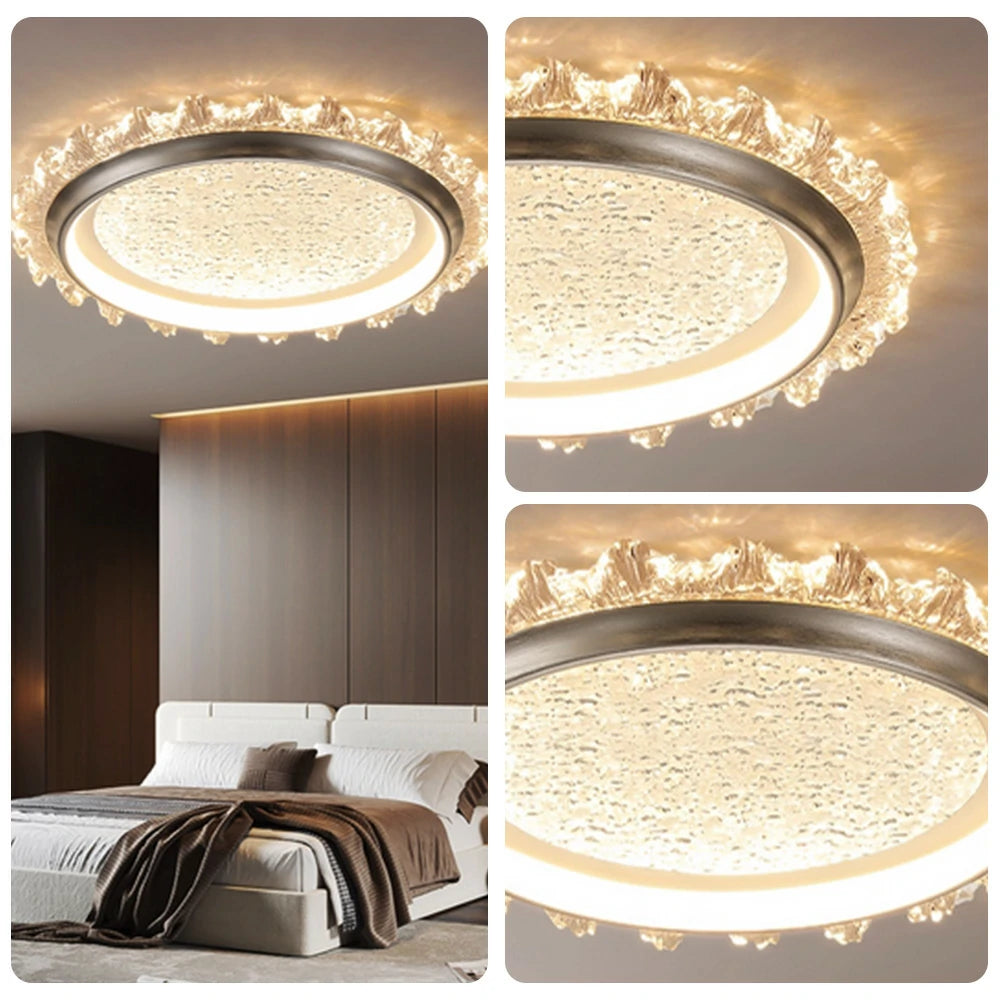 LIVARA 96W Modern Ceiling Light with Dimmable Full-Spectrum LED, Anti-Rust Die-Cast Iron Frame & Soft PMMA Lampshade - Grey